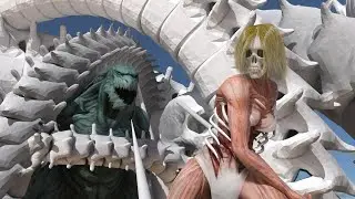 AOT Founding Titan ymir fritz vs earth Godzilla