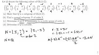 Groups: A Normal Subgroup and Quotient Group of the Quaternions