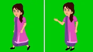 Green Screen Lady Cartoon Character/Green Screen Village woman Cartoon Character/Green Screen Video