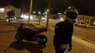 Drunk guy tries to fight 7 bikers