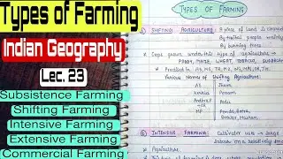 Farming & its types || Subsistence, Shifting, Intensive,Extensive Farming|| Lec. 23 || An Aspirant !