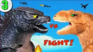 Godzilla vs Dinosaurs E3 - Godzilla Invades Dino Island & Fights T-Rex