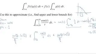 Superquiz 1 Problem 11 Using the Generalized Mean Value Theorem for Integrals