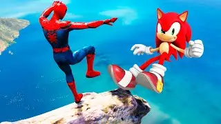 GTA 5 Water Ragdolls Spiderman vs Red Sonic Jumps/Fails (Euphoria Physics Funny Moments)