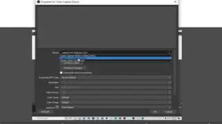 Setting up a video capture device in OBS.