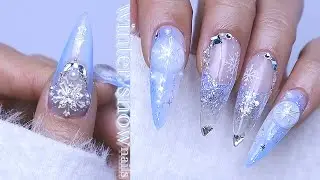 Subtitles) ❄️White Christmas Nails🤍Snowball⚪️/Winter Nails/Nail ASMR