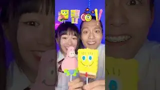 Pink VS Yellow Food SpongeBob Food Challenge ASMR🥵 