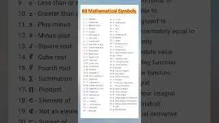 60 Mathematical Symbols | math signs and symbols 