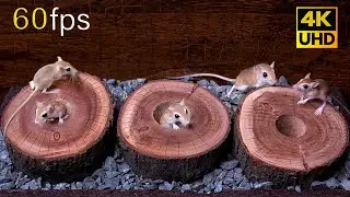 Cat TV Mouse Hide and Seek Through Wood Holes | Ultimate Entertainment for cats to watch 4k