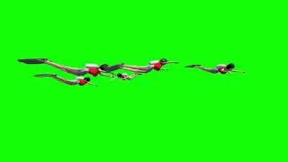Animated Female Scuba Diver Green Screen