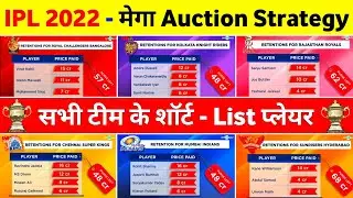 IPL 2022 Mega Auction - All Teams Short-List Players For Mega Auction