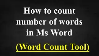 word Count in Ms word | How to count number of words in Ms word | word count tool in Microsoft  Word