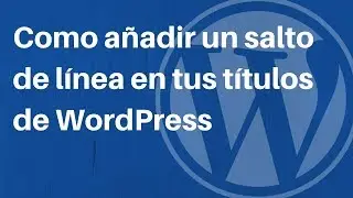 Tutorial WordPress: Como añadir un salto de línea en tus títulos de WordPress