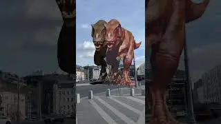 Tyrannosaurus T Rex chase! Part 37! My Jurassic World New fan movie 2024! Dinosaur city videos! Fun