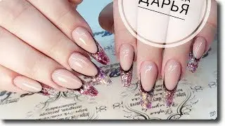 Almond nails sculpting tutorial. Aquarium french nails training.