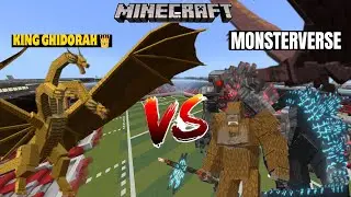 King Ghidorah VS Monsterverse in Minecraft PE Part.1 #minecraft #godzilla #mods