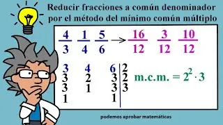 Calcular el mínimo común múltiplo (m.c.m.) para hacer que las fracciones tengan el mismo denominador