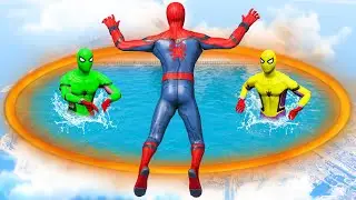 GTA 5 Rainbow Spiderman Jumping Into Portals (Ragdolls/Euphoria Physics) #34