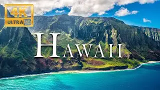 FLYING OVER HAWAII (4K UHD) - Calming Music With Wonderful Natural Landscapes For Relaxation On TV