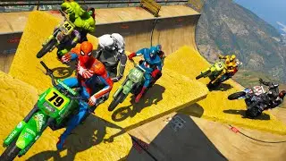 Chips and Burgers challenge Motocross Sanchez Spiderman and friends GTA V Superheroes mods