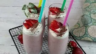 Милкшейк клубнично-банановый/Молочный коктейль/Milkshake recipe/Смузи-напиток