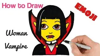 How to Draw Vampire Woman Emoji for Halloween Drawings