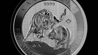 2025 Bull and Bear -  2 oz. 99.99% Pure Silver Coin (Bullion)