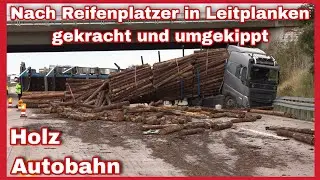 🆘️LKW-UNFALL nach REIFENPLATZER auf A9 an AS Großkugel❌️Baumstämme auf Fahrbahn verteilt❗️