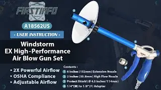 FIRSTINFO A18562 Windstorm EX Air Blow Gun with Adjustable Flow, High Flow Nozzle, Protective Shield