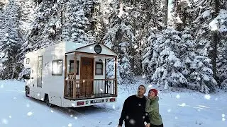 SNOW CAMPING WITH TRUCK CARAVAN | WE ARE ALMOST STRANDED ON THE ROAD