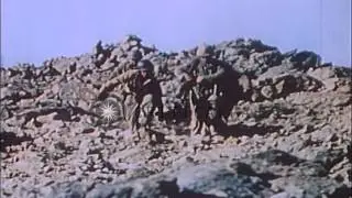 Heavy artillery shelling between Americans and Japanese on Iwo Jima, Japan. HD Stock Footage