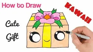 How to Draw a Gift Box Cute present with a Bow