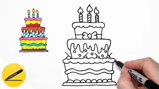 Cake drawing – How to draw a Birthday Cake for Kids easy