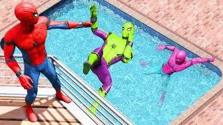 GTA 5 Rainbow Spiderman Jumping off Highest Buildings (Euphoria Physics/Ragdolls) #5