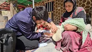 Baby screening in the village. The nurse came to the village to do the screening 