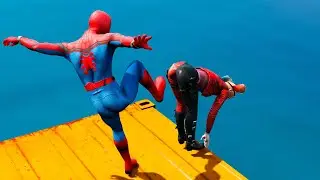 GTA 5 Water Ragdolls - SPIDERMAN VS Harley Quinn (Superhero Battle, Funny Moments, Euphoria Physics)