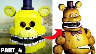 How To Make Fredbear Mask With Cardboard [ FNAF COSPLAY ] PART_4