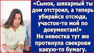 Сынок, шикарный дом ты отстроил, а теперь убирайся отсюда, участок-то мой по документам.