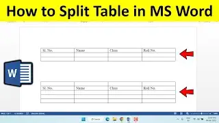 How to Split Table in MS Word with Shortcut Key