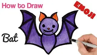 How to Draw Bat Halloween Emoji | Drawing and Coloring Art Tutorial