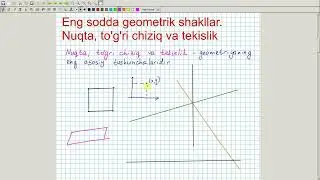 Eng sodda geometrik shakllar. Nuqta, to'g'ri chiziq, tekislik. Geometriya 7-sinf. 2-dars