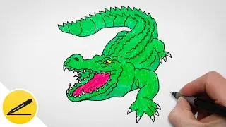 Drawing of a crocodile - How to draw a crocodile step by step | Learn to draw animals