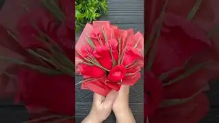 Bouquet of Roses with a Surprise Crepe Paper Flowers Gift Ideas