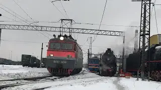 Электровоз ВЛ10 1838 С Приветливой Бригадой Остановка на Красном,Продолжение Движения на Лунно-Белый