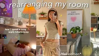 mini room makeover 🍂 rearranging*bc I got bored* + how to spend a COZY night alone🍵