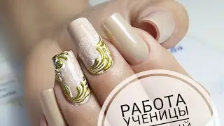 Gorgeous nail design. Stamping nail art & swirls nail art