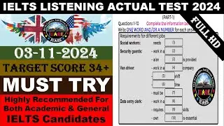 IELTS Listening Actual Test 2024 with Answers | 03.11.2024