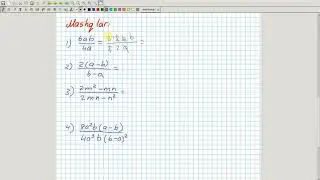 Algebraik kasrlarni qisqartirish. Algebra 7-sinf. 28-dars