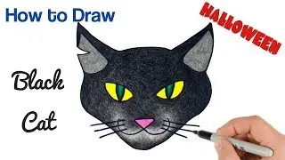 How to Draw a Black Cat Emoji | DIY Halloween Drawings