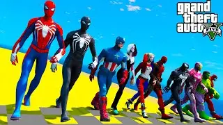 Superhero Cars HOT WHEELS and Super Сhallenge! Spiderman Hulk and other Superheroes GTA V MODS